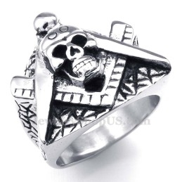 Anillo De Calavera Masónica De Titanio