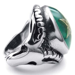 Anillo De Titanio Verde Con Estrella De Cinco Puntas En Oro