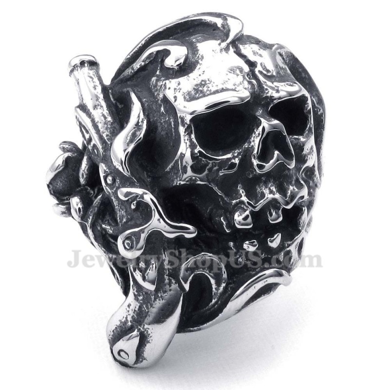 Anillo De Calavera De Pistola De Titanio