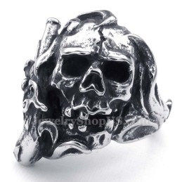 Anillo De Calavera De Pistola De Titanio