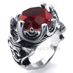 Anillo De Titanio Con Circonita Roja