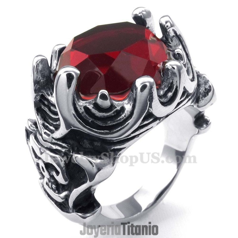Anillo De Titanio Con Circonita Roja Anillo De Titanio Con Circonita Roja