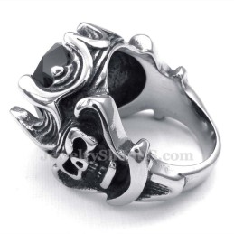 Anillo De Titanio Con Circonita Negra