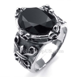 Anillo De Titanio Con Circonita Negra