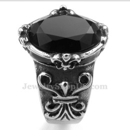 Anillo De Titanio Con Circonita Negra