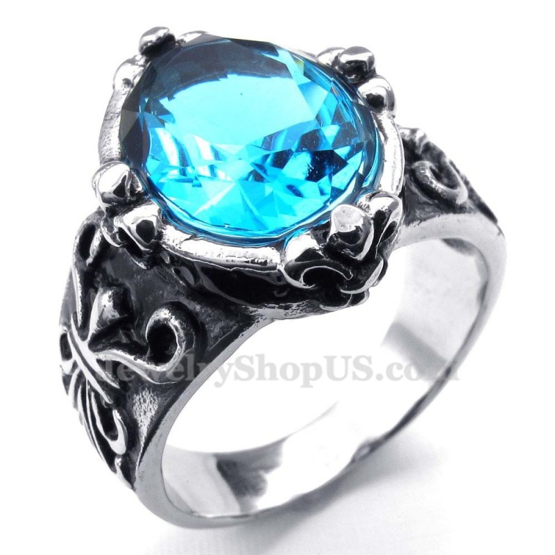 Anillo De Titanio Con Circonita Azul Anillo De Titanio Con Circonita Azul