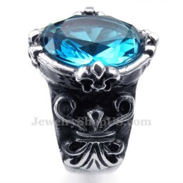 Anillo De Titanio Con Circonita Azul