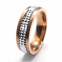 Anillo De Corte De 6 Mm Con Incrustaciones De Titanio Y Oro