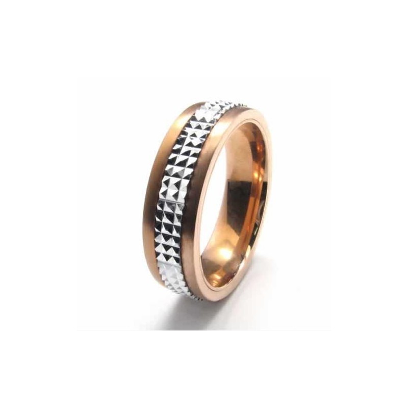Anillo De Corte De 6 Mm Con Incrustaciones De Titanio Y Oro