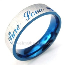 Anillo De Cruz De Titanio Azul