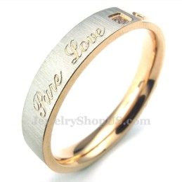 Anillo De Cruz De Titanio Y Oro Rosa