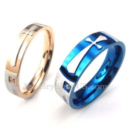 Anillo De Cruz De Titanio Y Oro Rosa