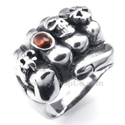 Anillo De Puño De Titanio Con Circonita Roja