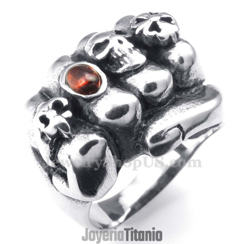Anillo De Puño De Titanio Con Circonita Roja Anillo De Puño De Titanio Con Circonita Roja