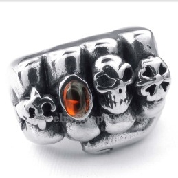 Anillo De Puño De Titanio Con Circonita Roja