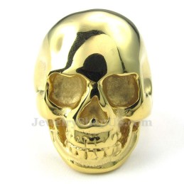 Anillo De Titanio Con Calavera Dorada