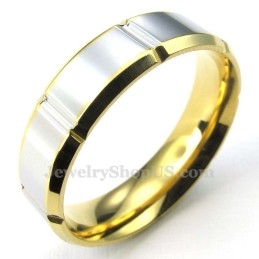 Anillo De Titanio, Oro Y Plata De Moda Para Hombre