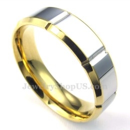 Anillo De Titanio, Oro Y Plata De Moda Para Hombre