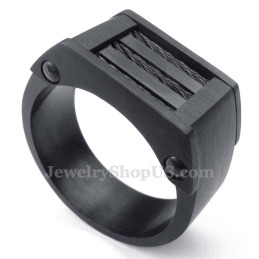 Anillo De Titanio Con Alambre Negro