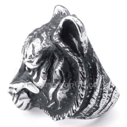 Anillo De Titanio Con Cabeza De Tigre