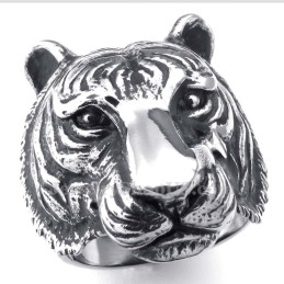 Anillo De Titanio Con Cabeza De Tigre