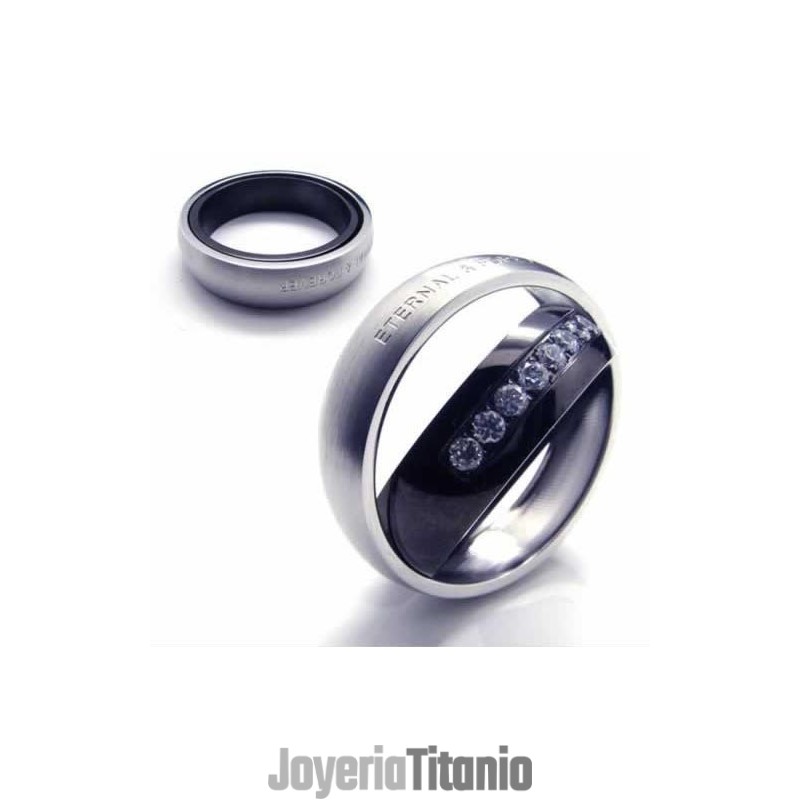 Anillo De Corte De Titanio Con Incrustaciones De Diamantes De 6 Mm Y Engaste Eterno.