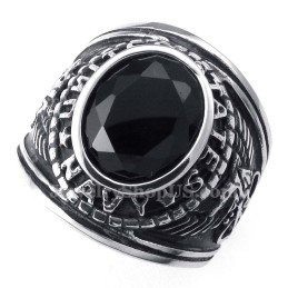 Anillo De Titanio Con Circonita Negra