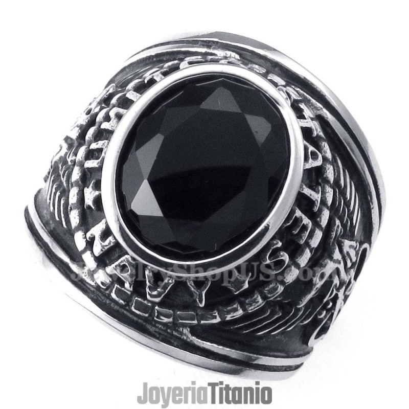 Anillo De Titanio Con Circonita Negra Anillo De Titanio Con Circonita Negra