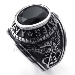 Anillo De Titanio Con Circonita Negra
