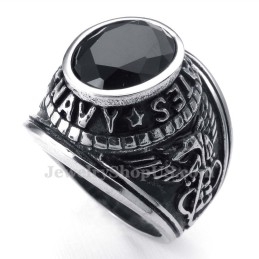 Anillo De Titanio Con Circonita Negra