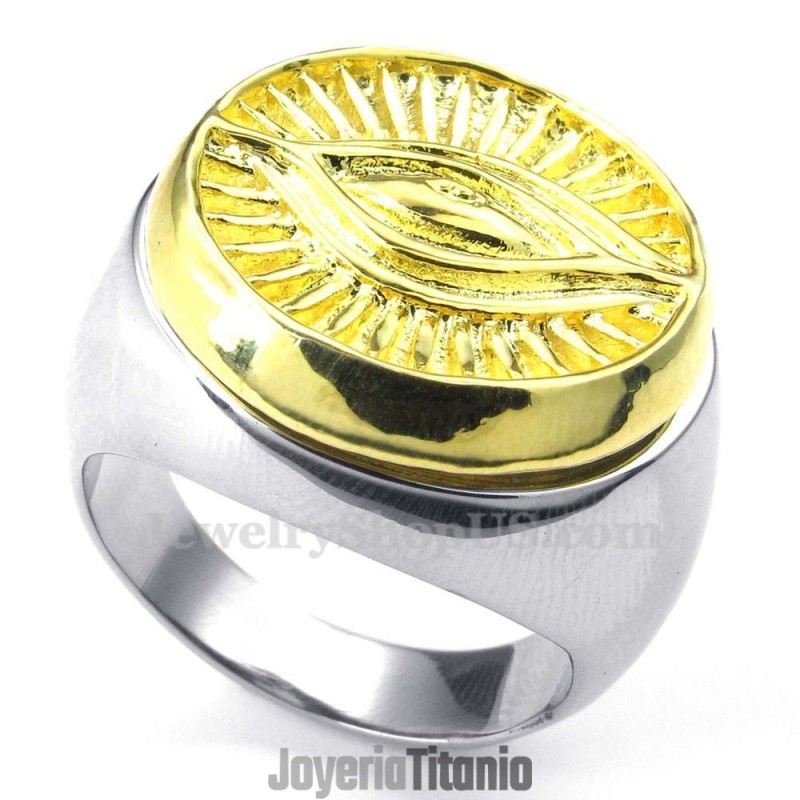 Anillo De Titanio Dorado Del Dios Del Sol