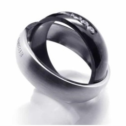 Anillo De Corte De Titanio Con Incrustaciones De Diamantes De 6 Mm Y Engaste Eterno.