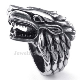 Anillo De Titanio Con Cabeza De Lobo