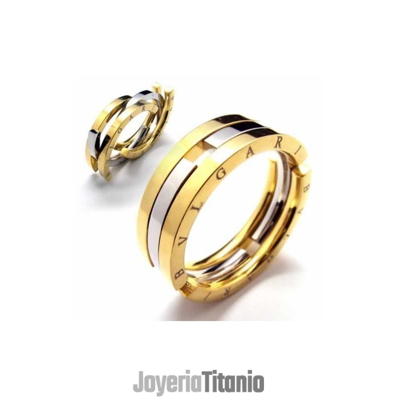 Anillo De Rompecabezas De Titanio Y Oro De 8 Mm