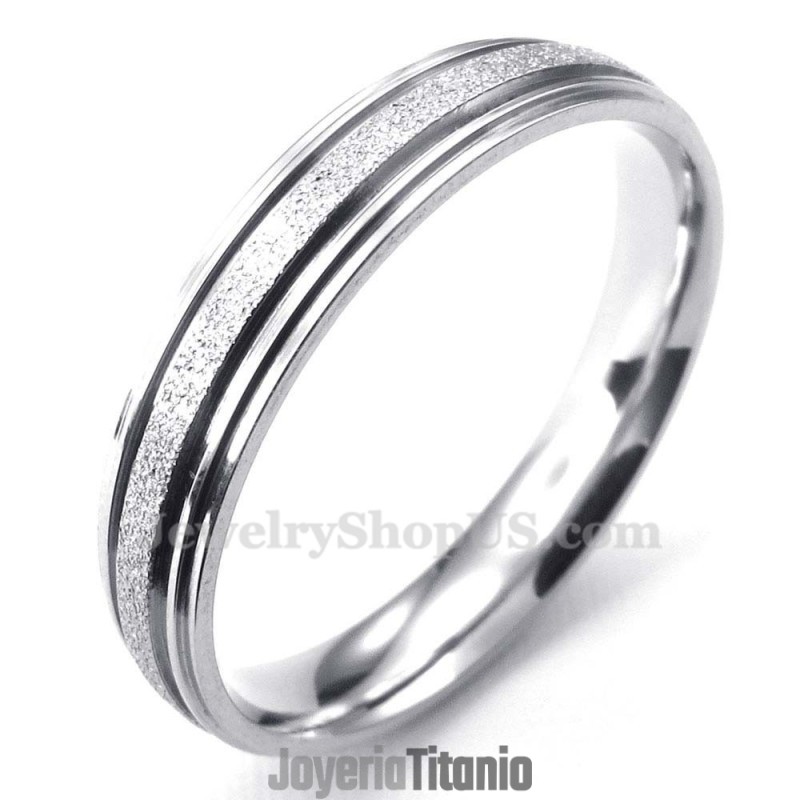 Anillo De Corazón De Titanio Con Acabado Arenado (Para Mujer)