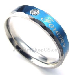 Anillo De Titanio Azul Forever Love Para Hombre
