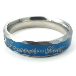 Anillo De Titanio Azul Forever Love Para Hombre