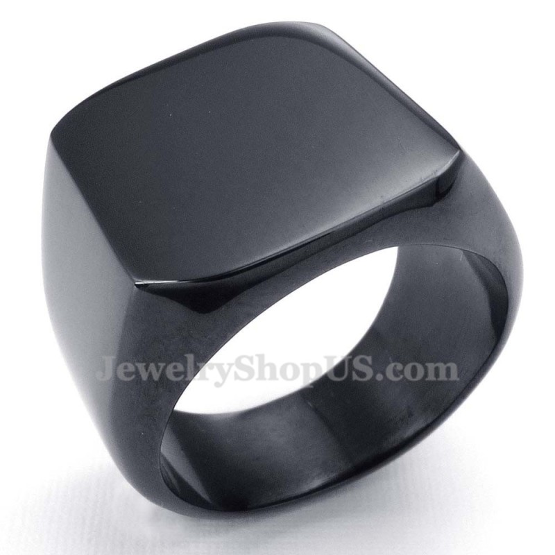 Anillo Liso De Titanio Negro Para Hombre