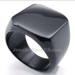 Anillo Liso De Titanio Negro Para Hombre