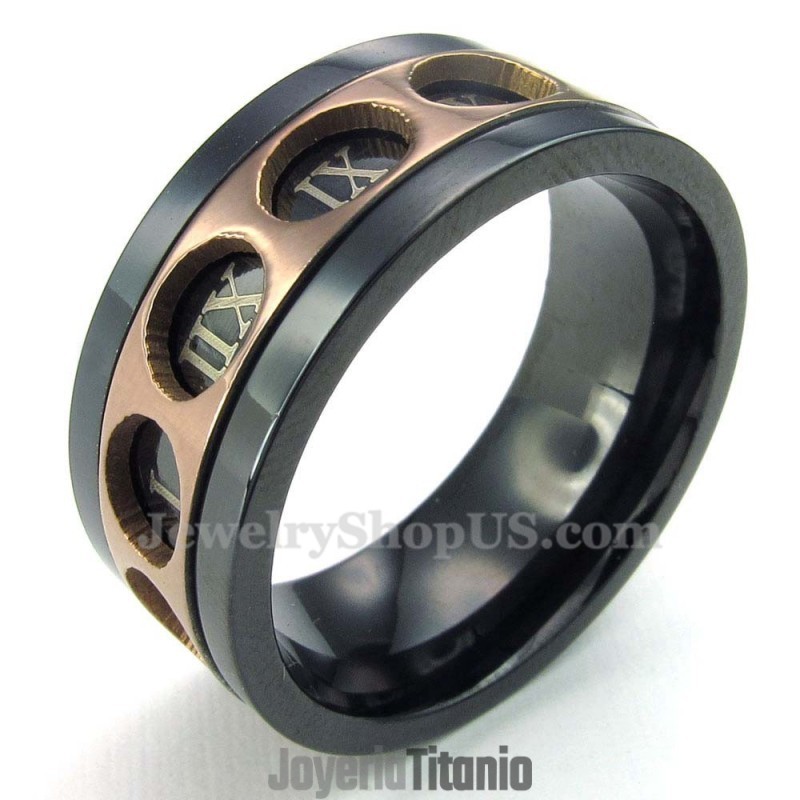 Anillo Giratorio De Titanio Con Números Romanos