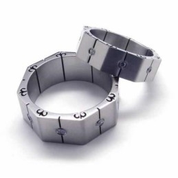 Anillo De Corte De Titanio Con Incrustaciones De Diamantes De 8 Mm