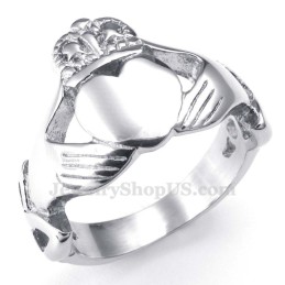 Anillo De Titanio Con Forma De Corazón Y Manos Abrazadas