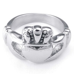 Anillo De Titanio Con Forma De Corazón Y Manos Abrazadas