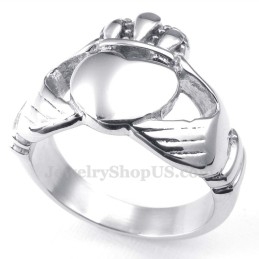 Anillo De Titanio Con Forma De Corazón Y Manos Abrazadas