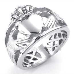 Anillo De Titanio Con Forma De Corazón Y Manos Abrazadas