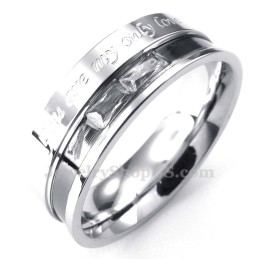 Anillo De Titanio Para Amantes Con Diamantes De Imitación Blancos