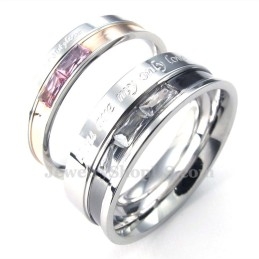 Anillo De Titanio Para Amantes Con Diamantes De Imitación Blancos