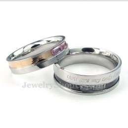 Anillo De Titanio Para Amantes Con Diamantes De Imitación Blancos