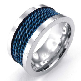 Anillo De Titanio De Alambre Azul