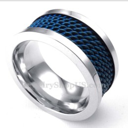 Anillo De Titanio De Alambre Azul